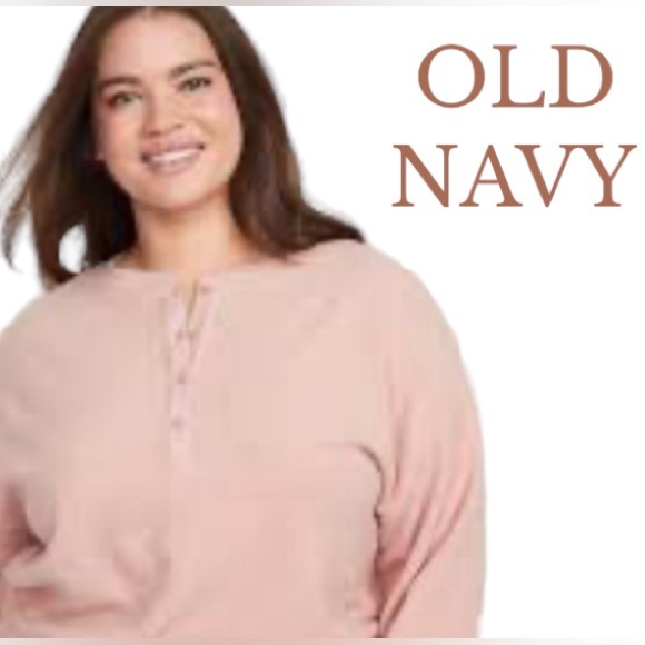 3X OLD NAVY Microfleece Henley Sweatshirt in Abalone Pink, NWT - Picture 4 of 15